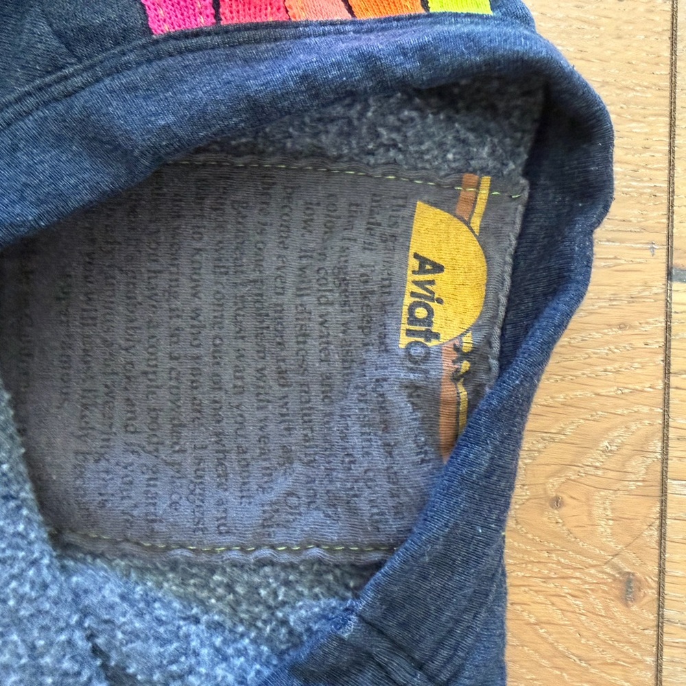 Aviator Nation Dark Blue cropped sweatshirt with Multicolor Stripes - Picture 2 of 2